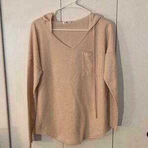 Casual pink V-Neck Hoodie for Women by morhuduck